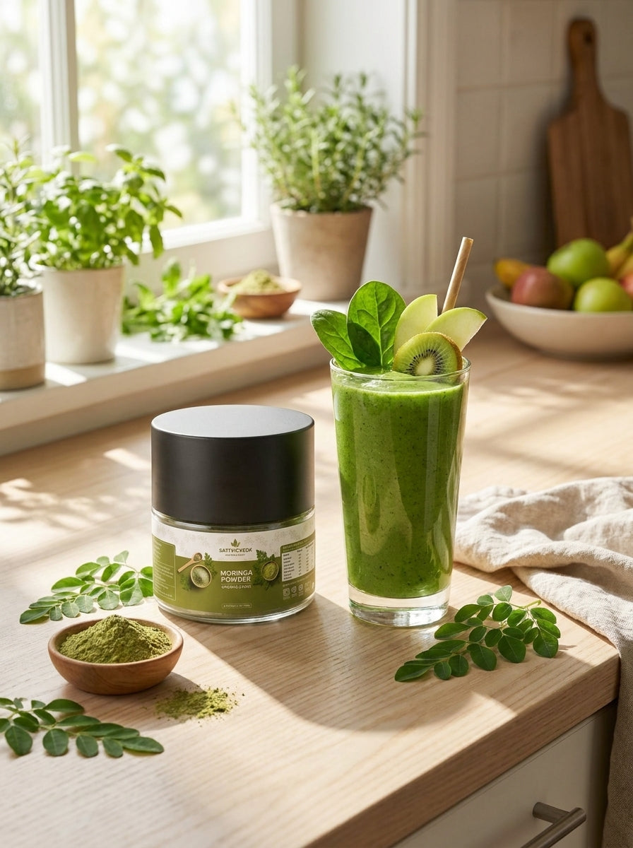 Organic Moringa Leaf Powder — 100% Pure Green Vitality